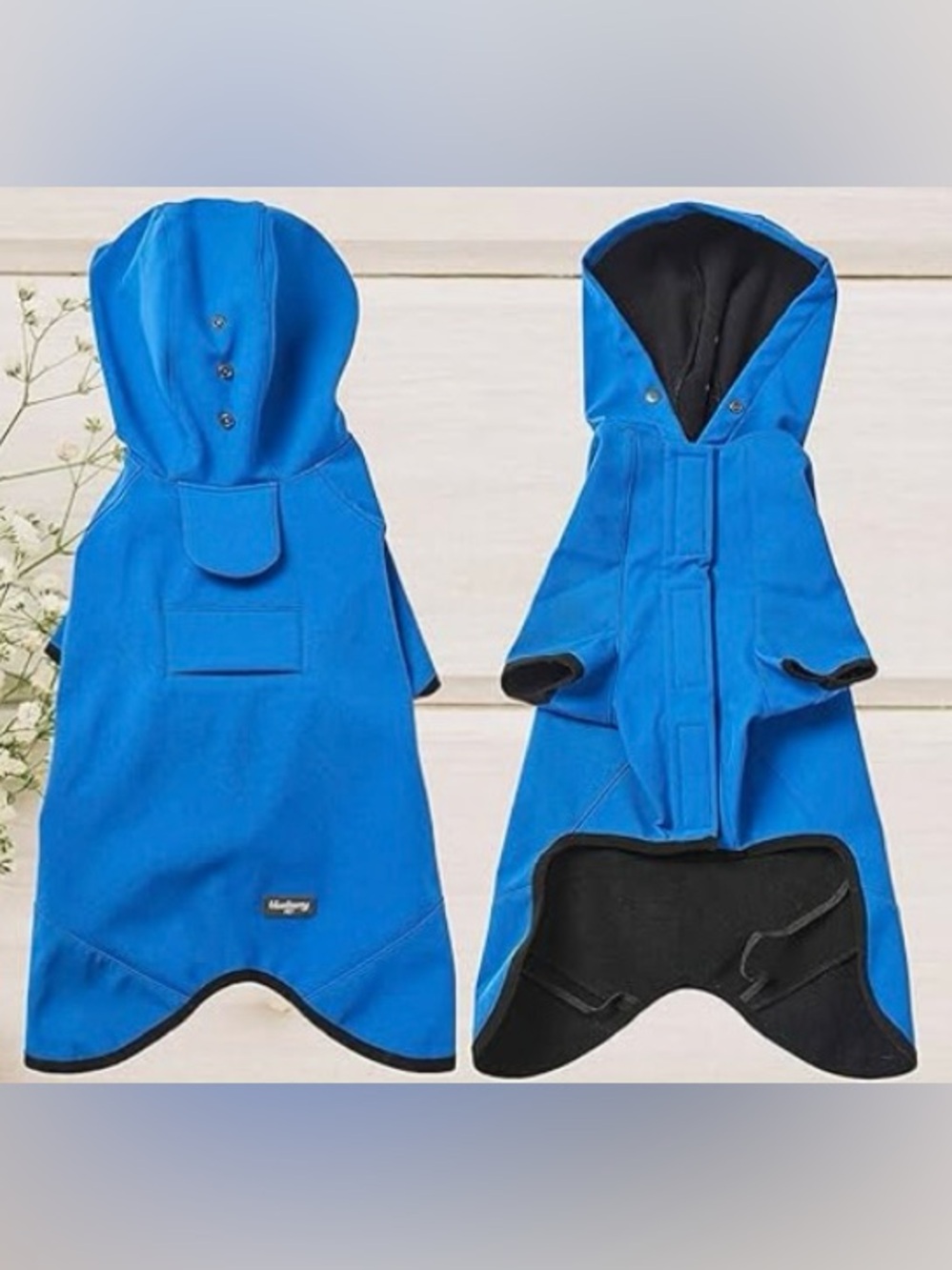 Blueberry Pet Royal Blue Dog Waterproof Softshell Jacket/Hooded Raincoat ~ 16 in
